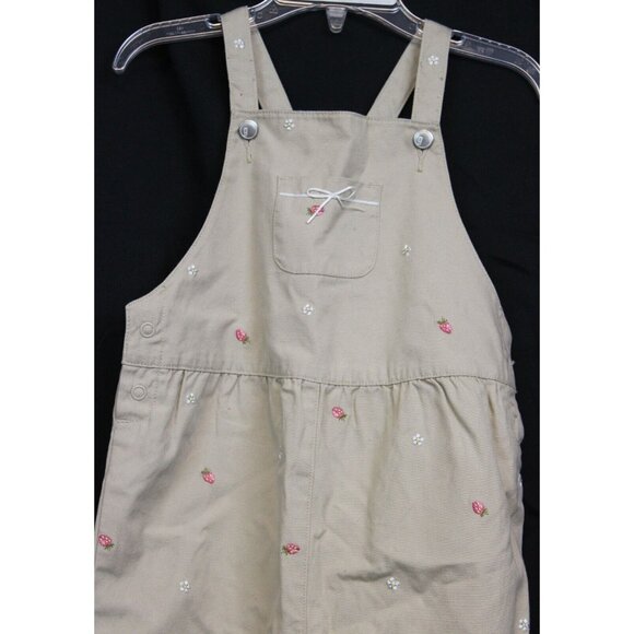 NWT 2004 Gymboree Strawberry Patch Khaki Overalls 3T Flower Embroidered Pants - Picture 2 of 10
